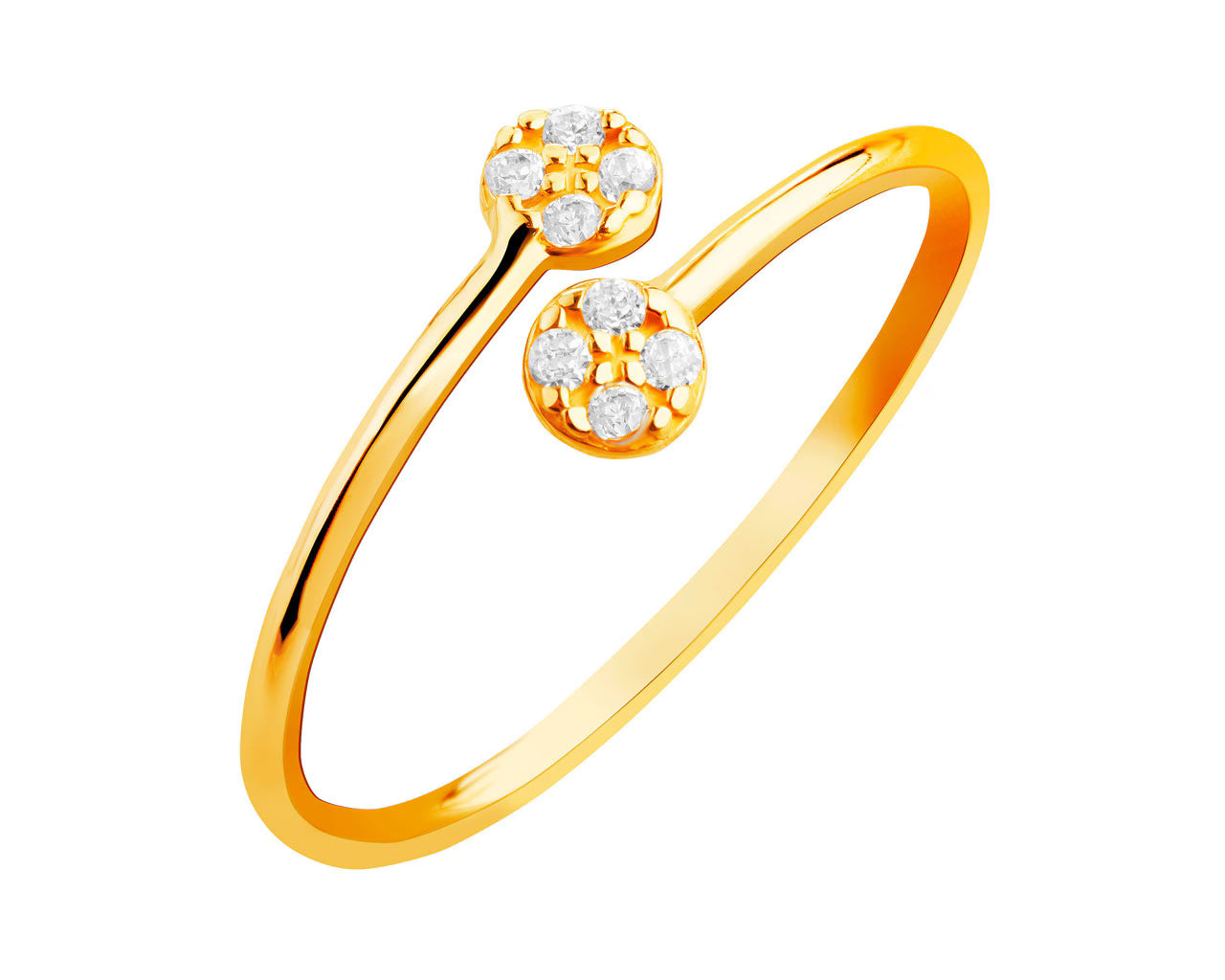 Złoty pierścionek z cyrkoniami – złoto próby 585