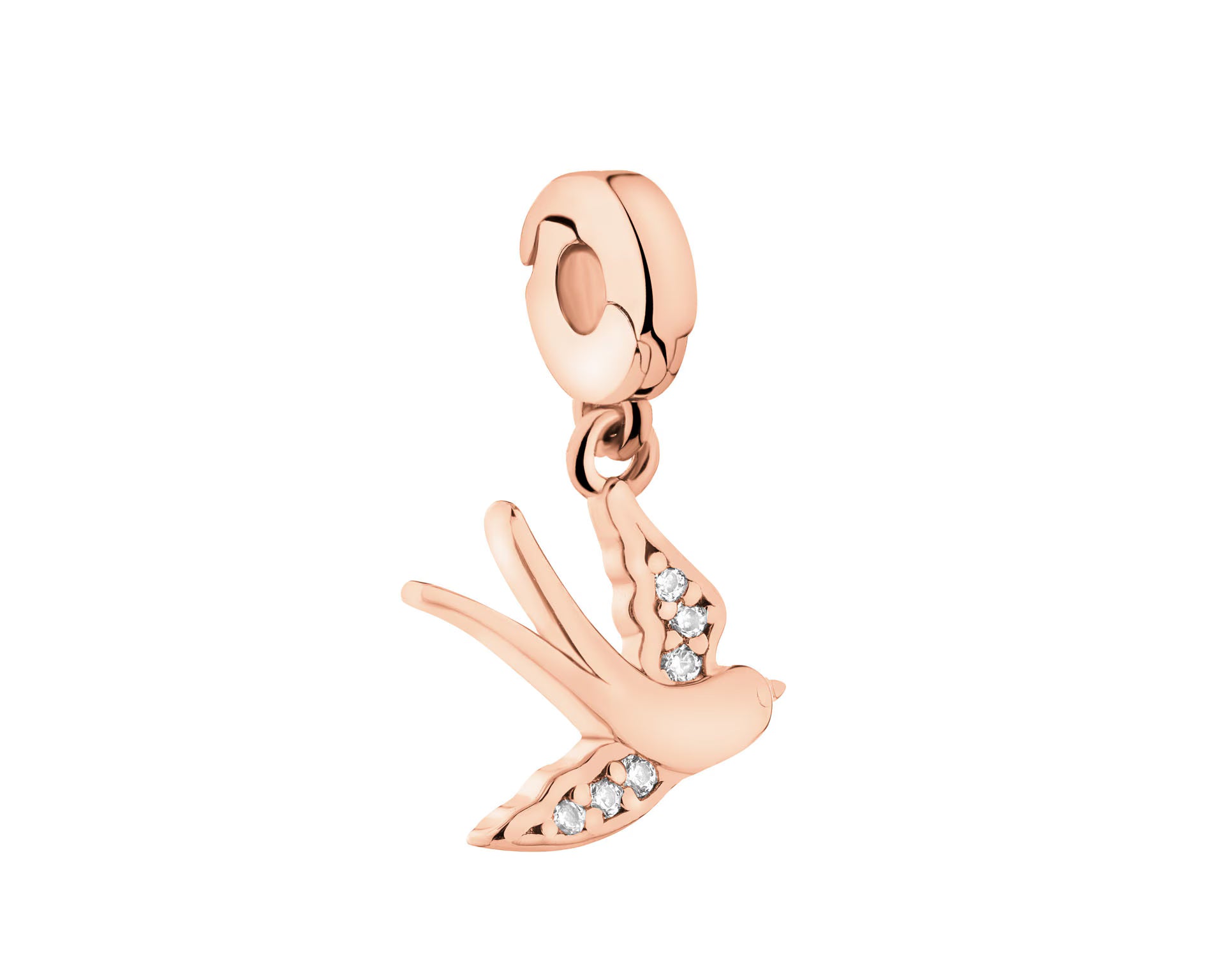 Zawieszka srebrna rodowana 925 z cyrkoniami „jaskółka” 16 mm