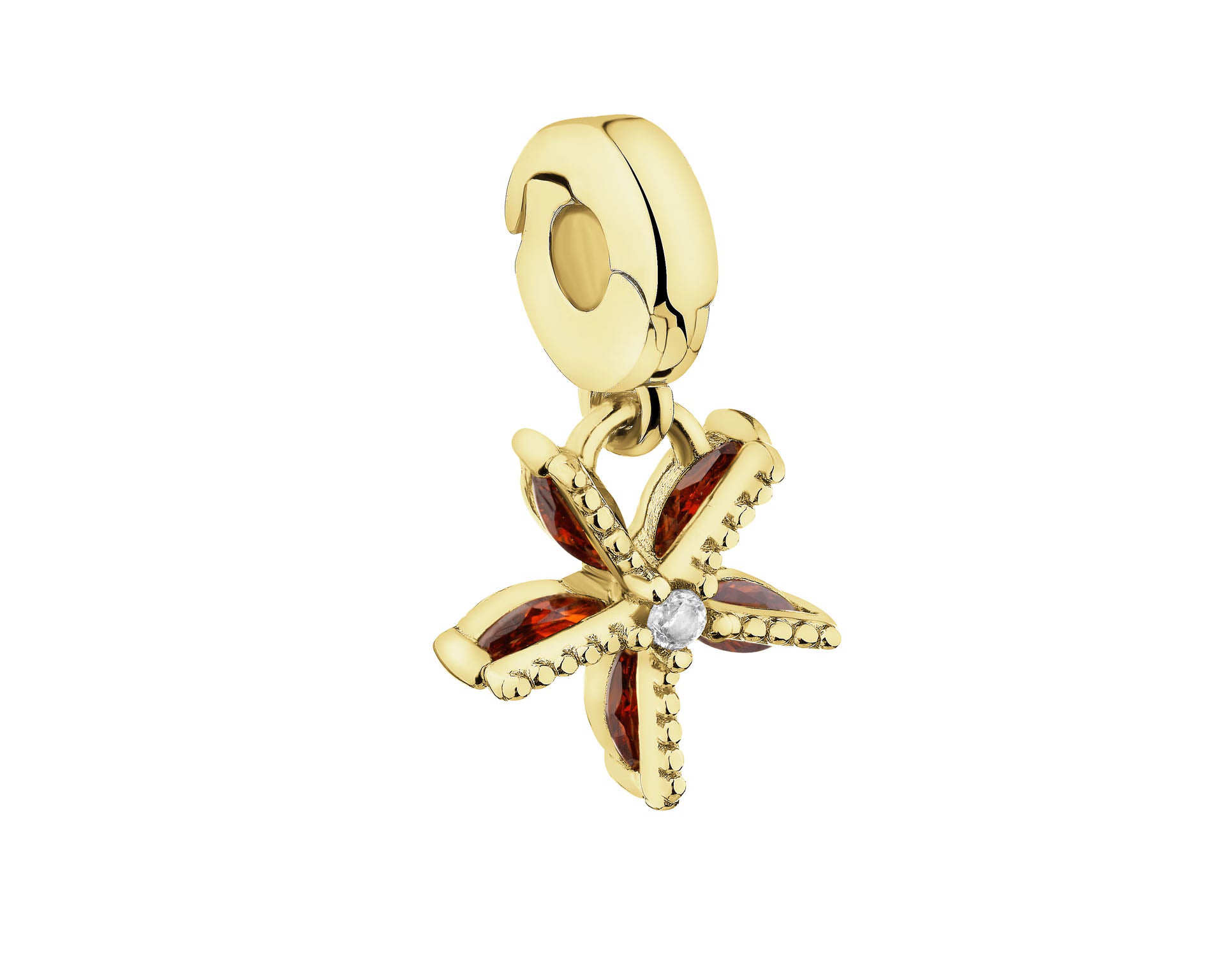 Zawieszka srebrna rodowana 925 z cyrkoniami „kwiat” 14 mm