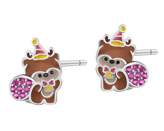 Kolczyki srebrne z cyrkoniami i emalią – 925