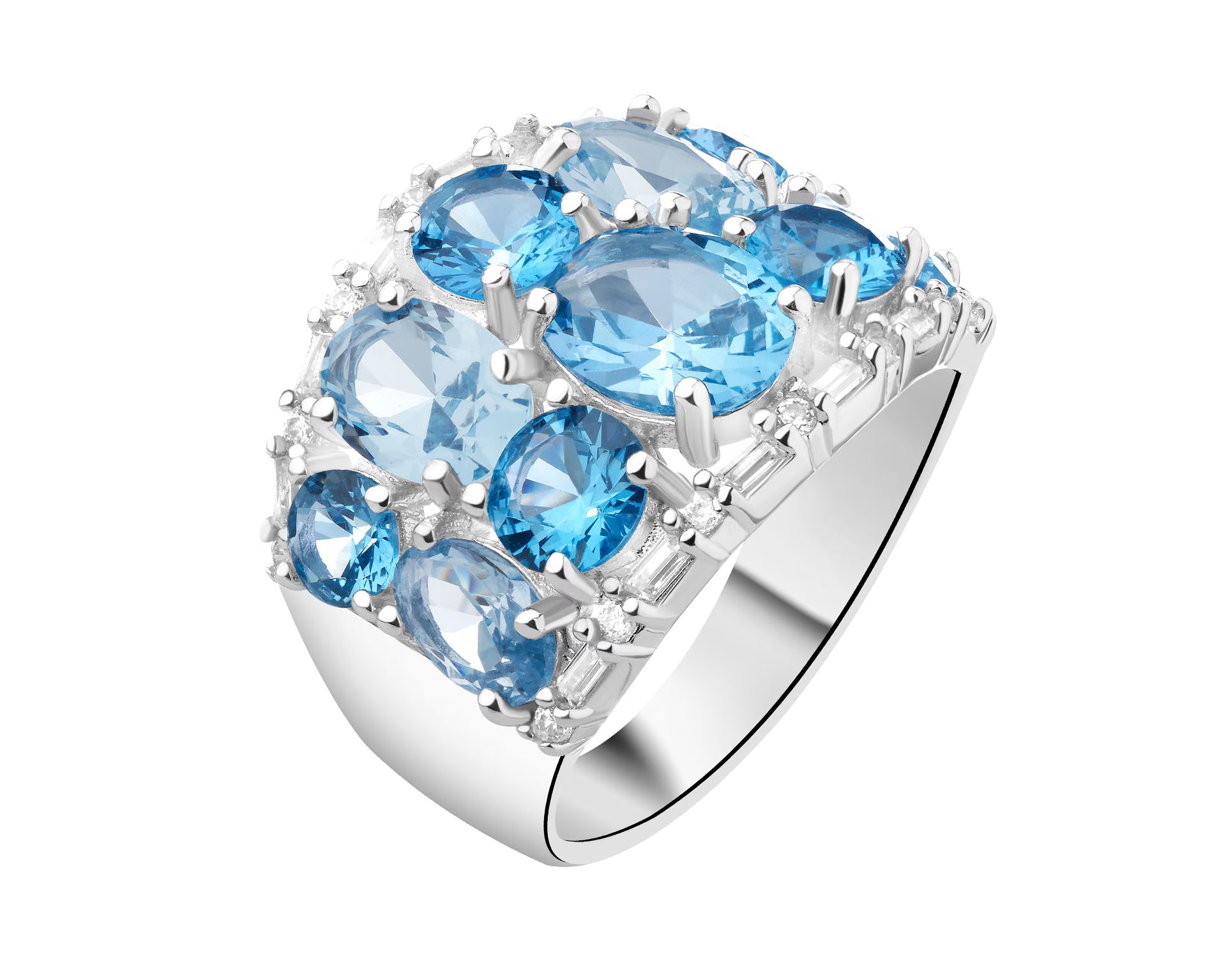 Pierścionek srebrny z cyrkoniami – srebro próby 925