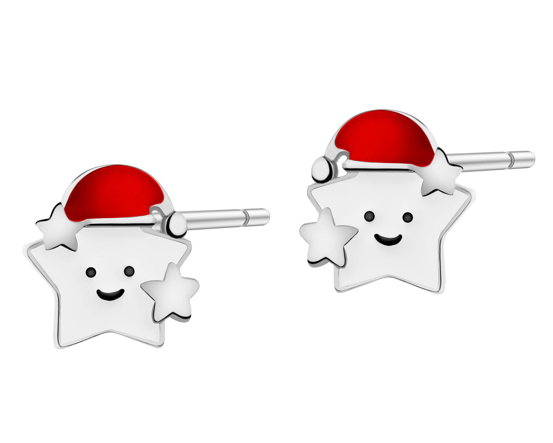 Kolczyki srebrne z emalią – gwiazdy, srebro 925