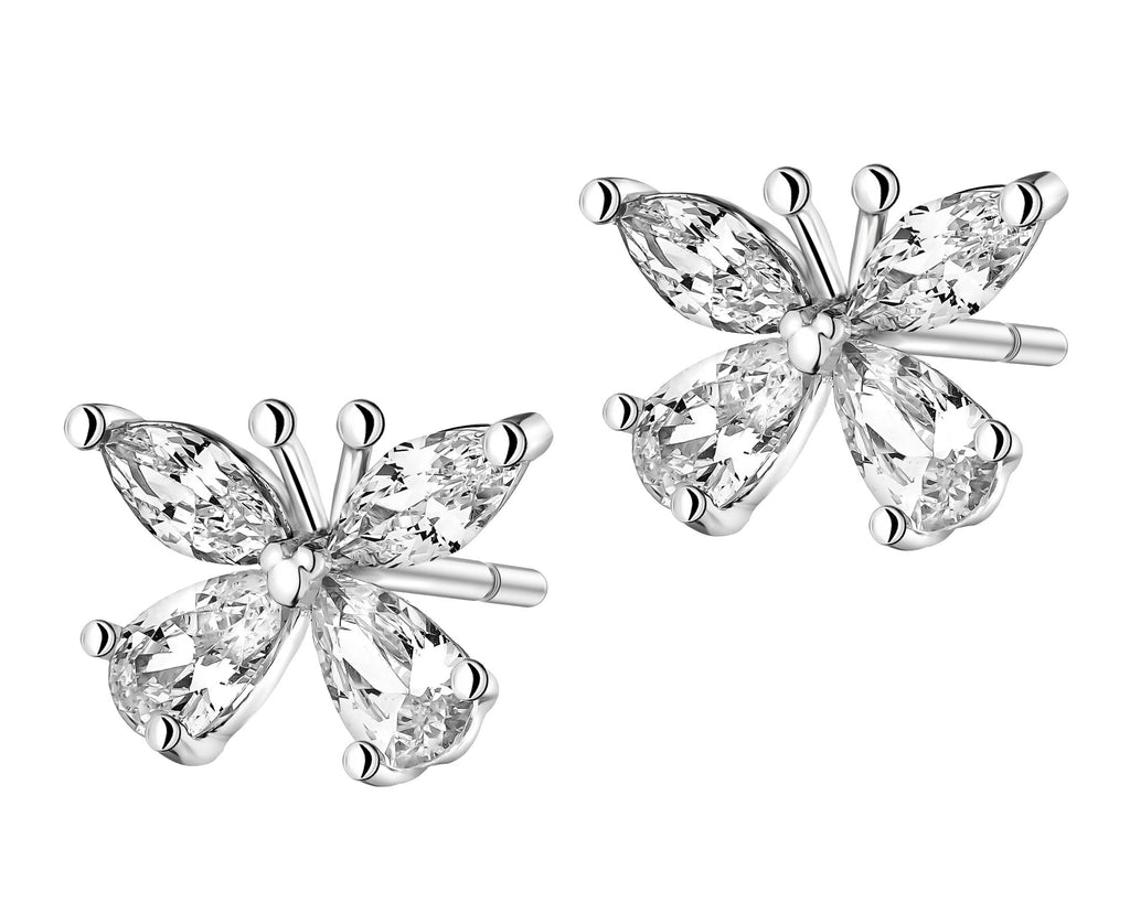 Kolczyki srebrne z cyrkoniami – motyle, srebro 925