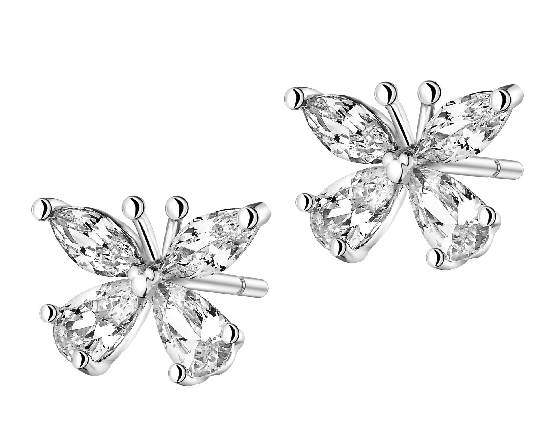 Kolczyki srebrne z cyrkoniami – motyle, srebro 925