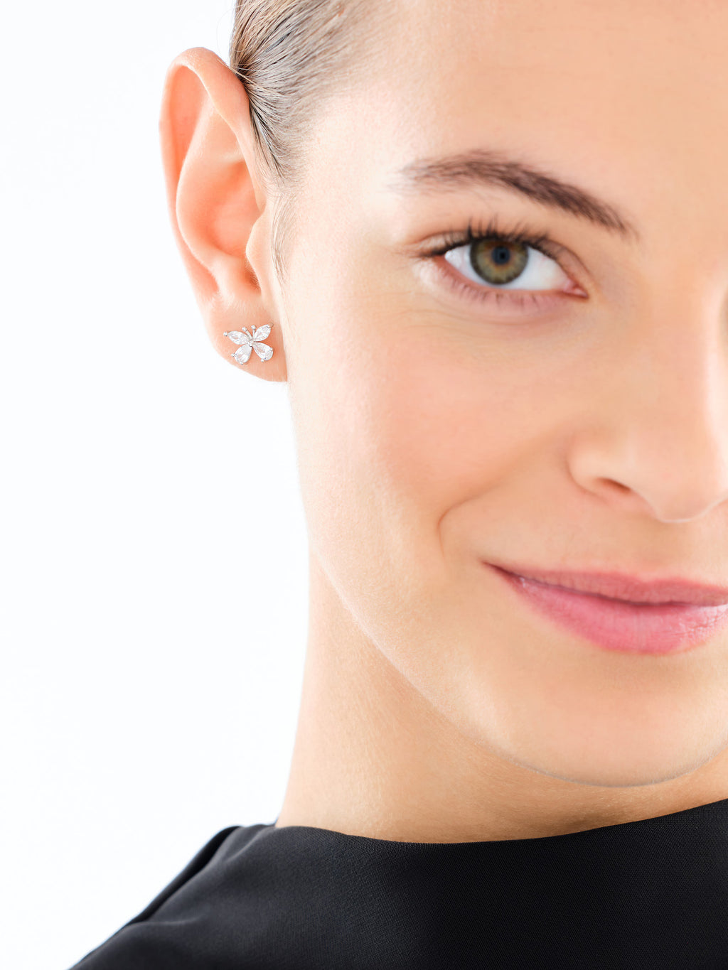 Kolczyki srebrne z cyrkoniami – motyle, srebro 925