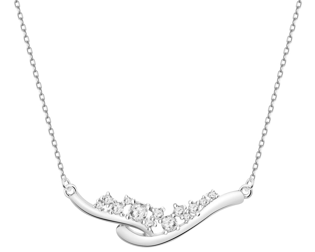 Naszyjnik srebrny rodowany 925 z cyrkoniami szer. 28 mm