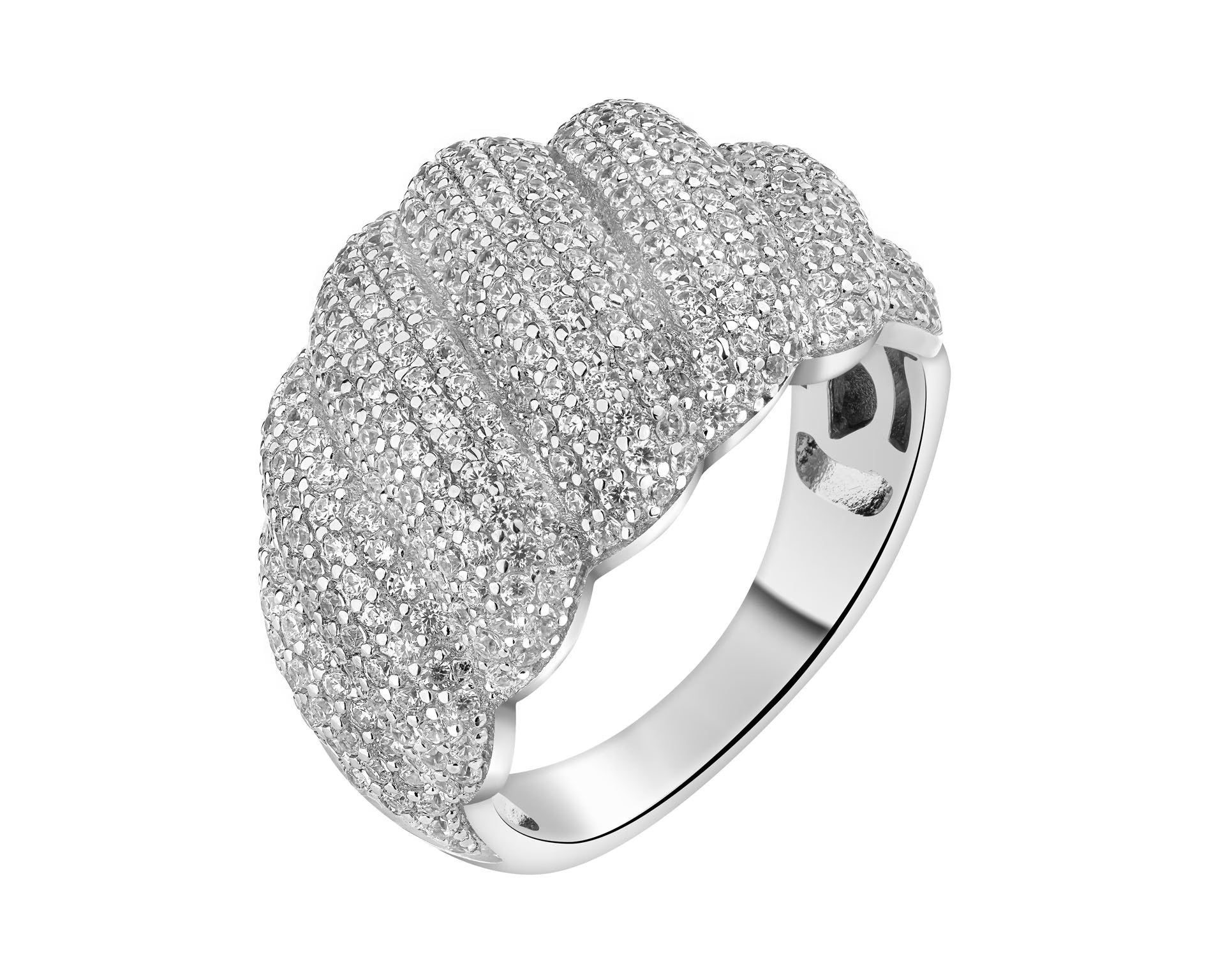 Pierścionek srebrny z cyrkoniami – srebro próby 925