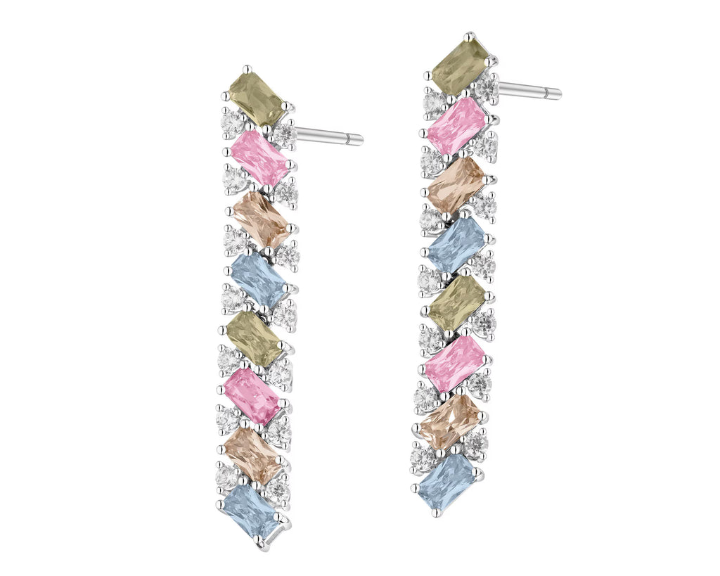 Kolczyki srebrne z cyrkoniami – długość 40 mm