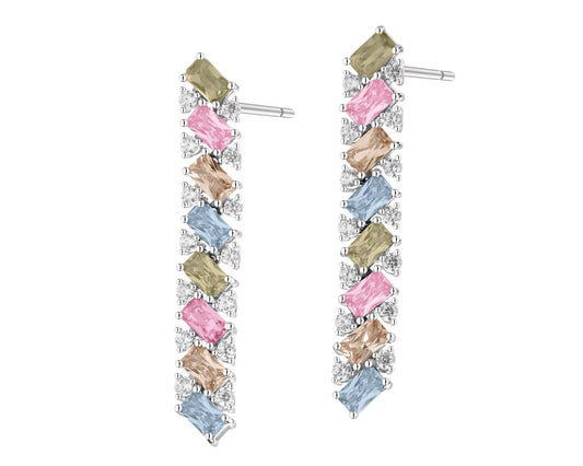 Kolczyki srebrne z cyrkoniami – długość 40 mm