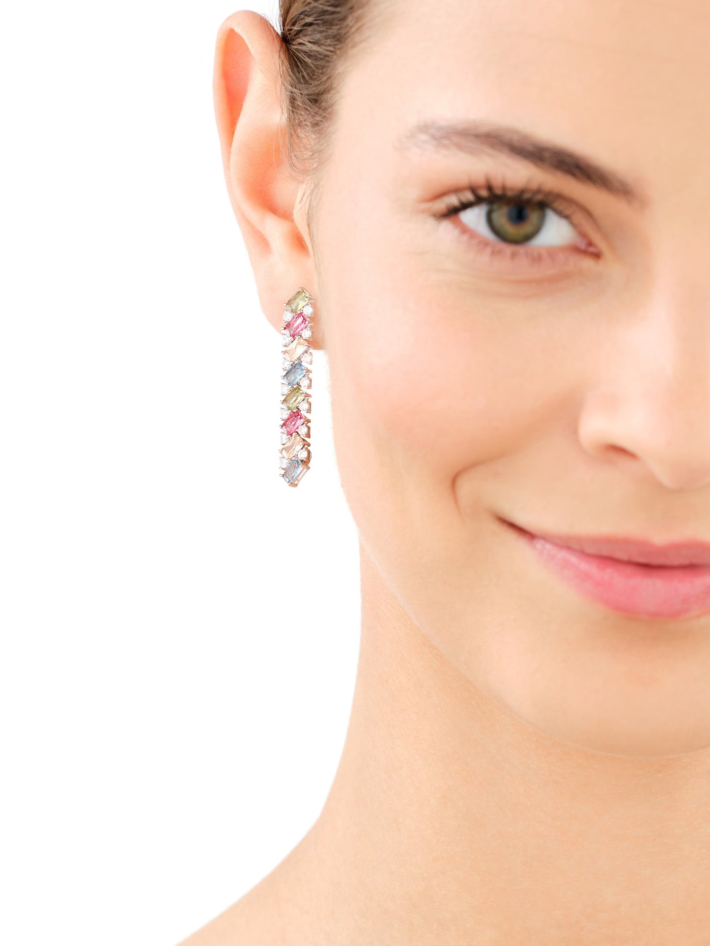 Kolczyki srebrne z cyrkoniami – długość 40 mm