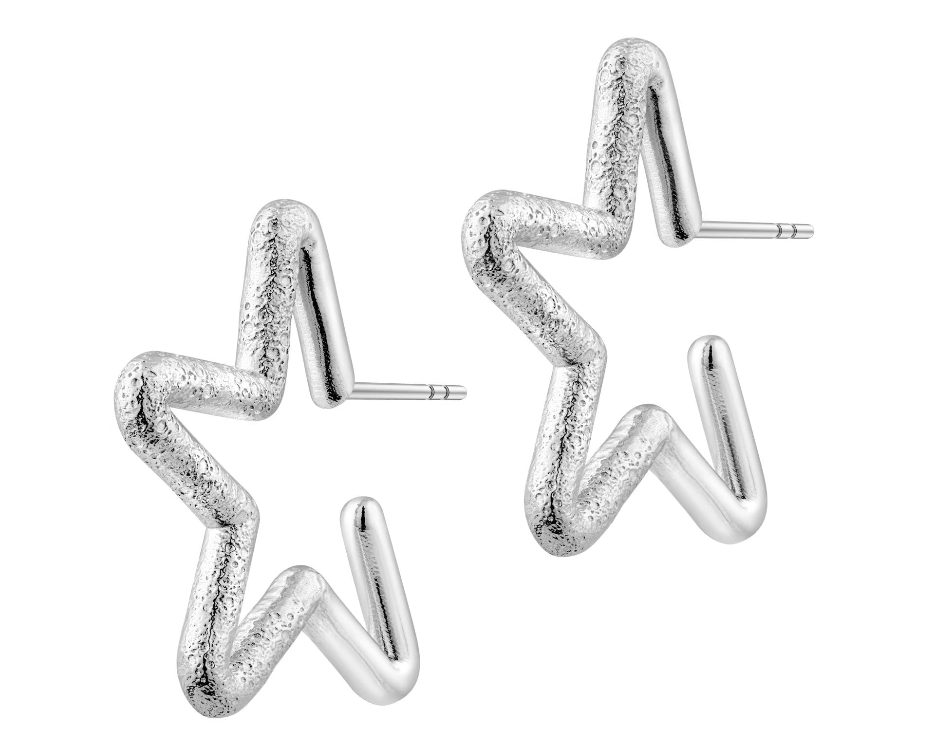 Kolczyki srebrne w motywie gwiazd – długość 30 mm