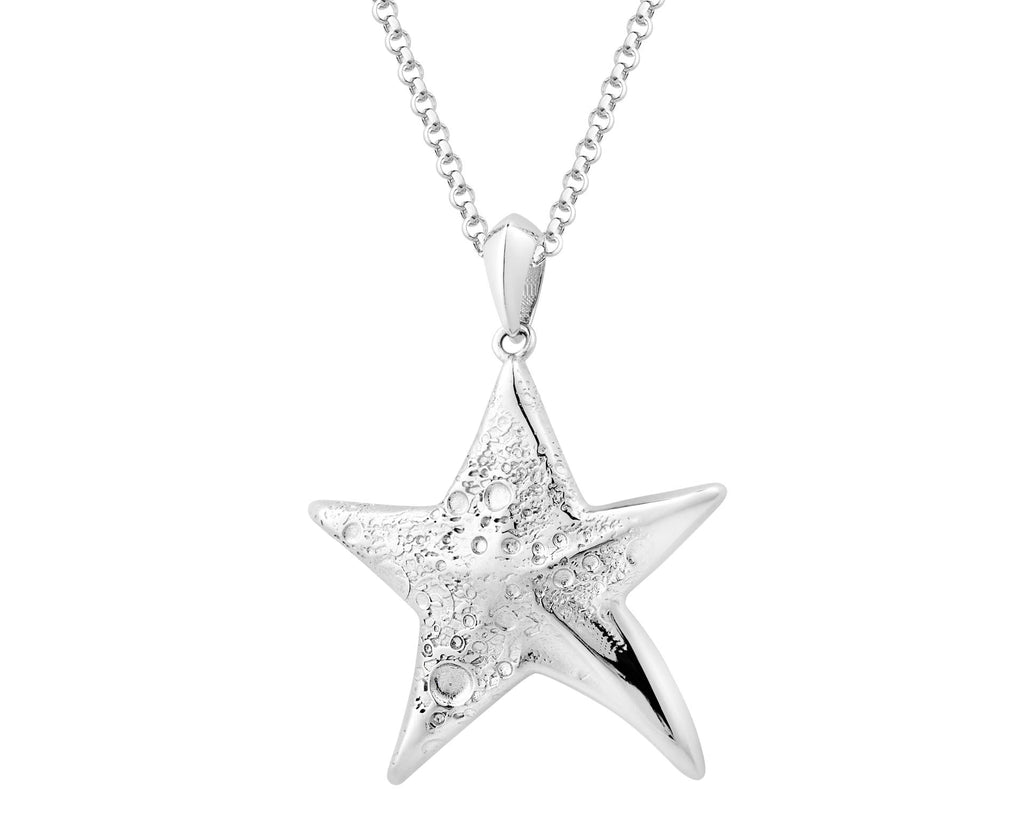 Naszyjnik srebrny rodowany 925 z zawieszką gwiazda 35×30 mm