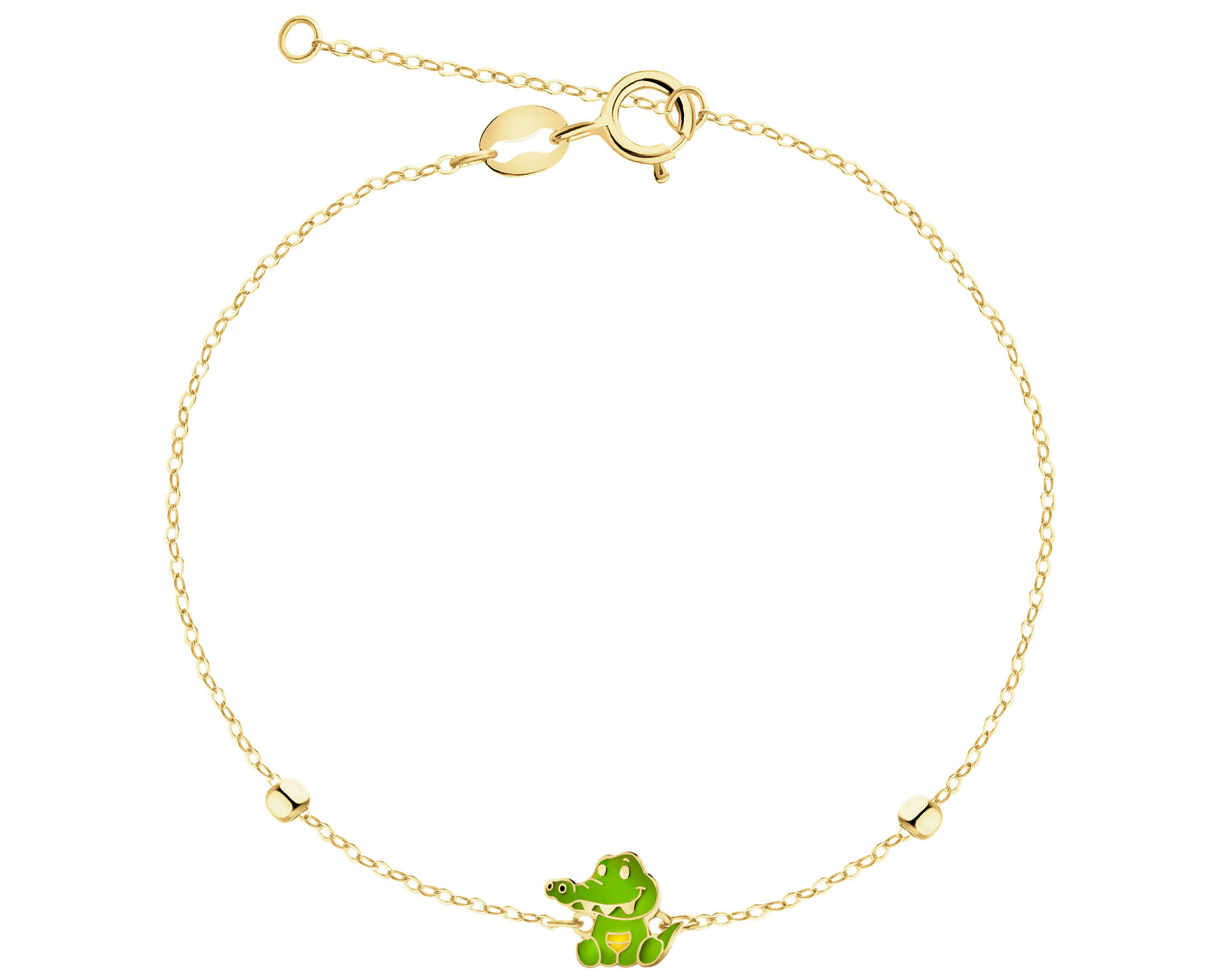 Bransoletka złota z emalią – motyw krokodyl, złoto 375