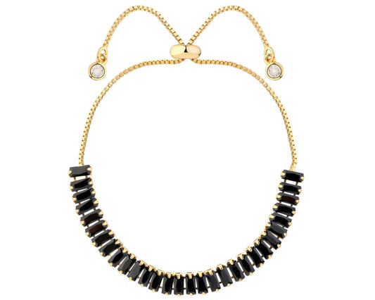 Bransoletka pozłacana z mosiądzu z cyrkoniami i szklanymi detalami