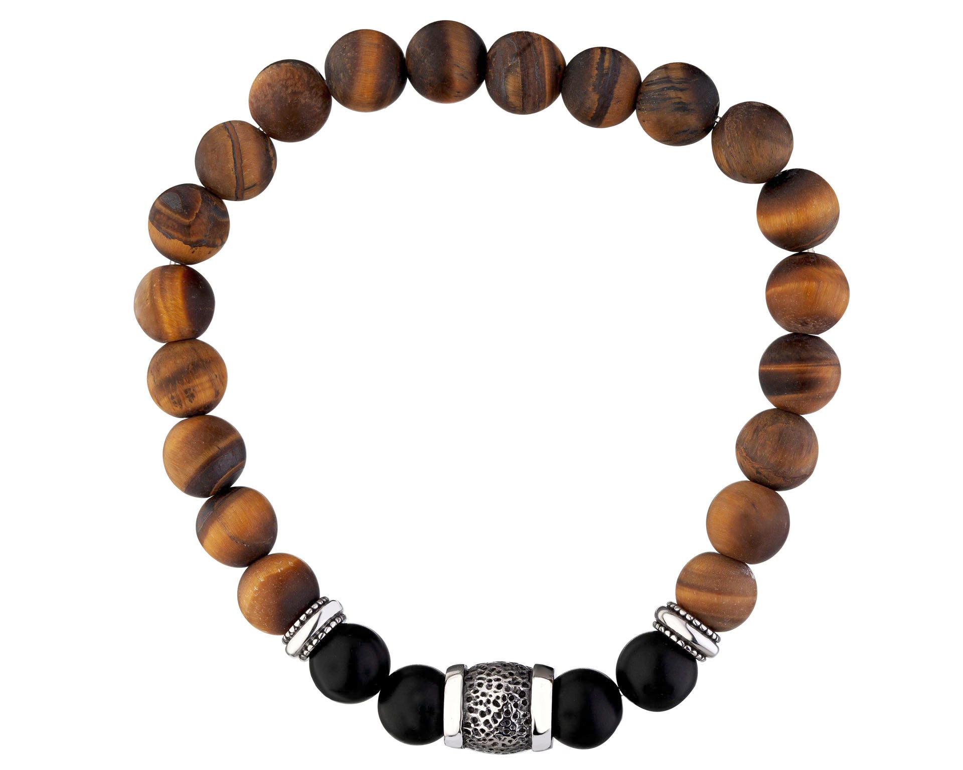 Bransoletka ze stali szlachetnej z agatami i „kocim okiem”